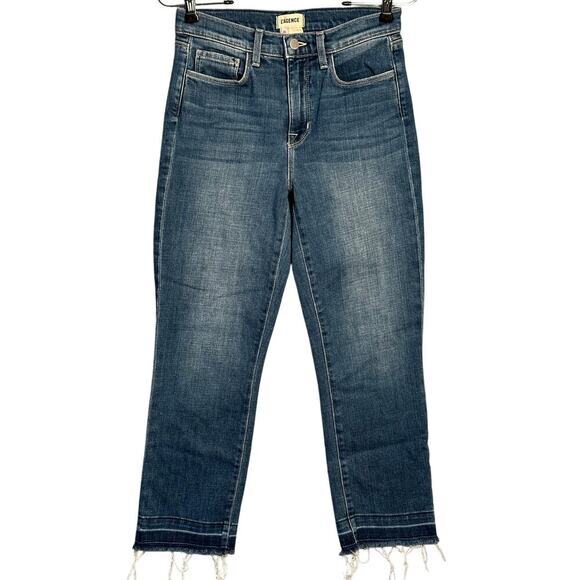 L'Agence Sz 26 Harris High Rise Crop Talledega Released Raw‎ Hem Fringes Stretch - Picture 1 of 12